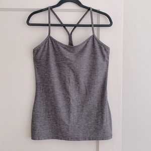 Lululemon Power Y racerback built in bra tank heathered gray size 10